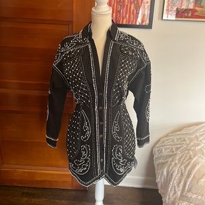 Beaded Pearls Western Denim Dress Black Size 8